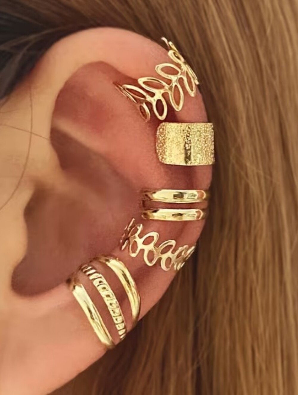 Elegant Gold and Silver Ear Clip Set